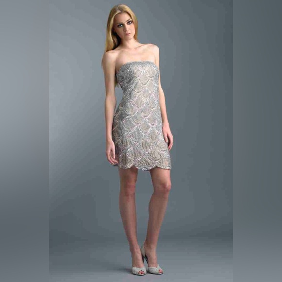 Basix Black Label Dresses & Skirts - Black Label Strapless Tan Pink Cocktail Sheath Dress